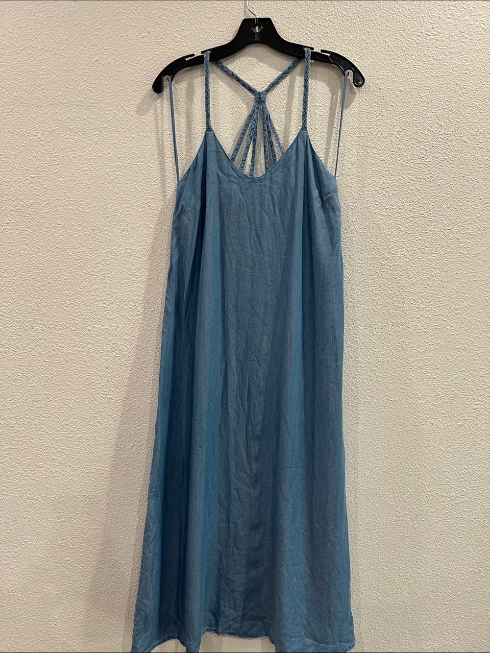 Lightweight Blue Maxi Dress with Braided Strappy Back
